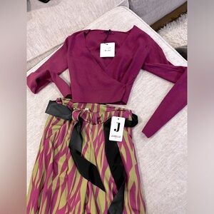 Jumelle Paris purple and green two piece print set